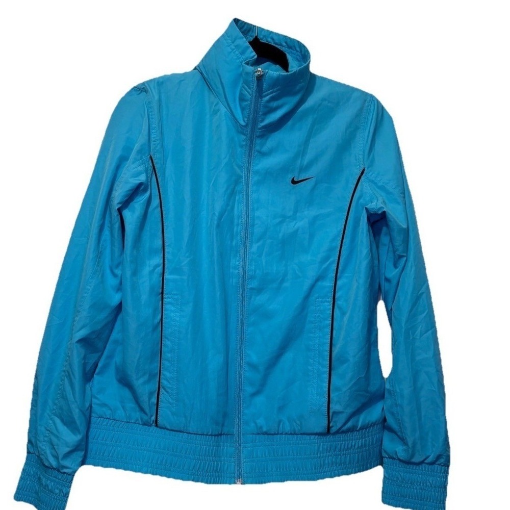 Nike Y2K Women Blue Full Zip Windbreaker Jacket Sz Large Deadstock Athlete Retro